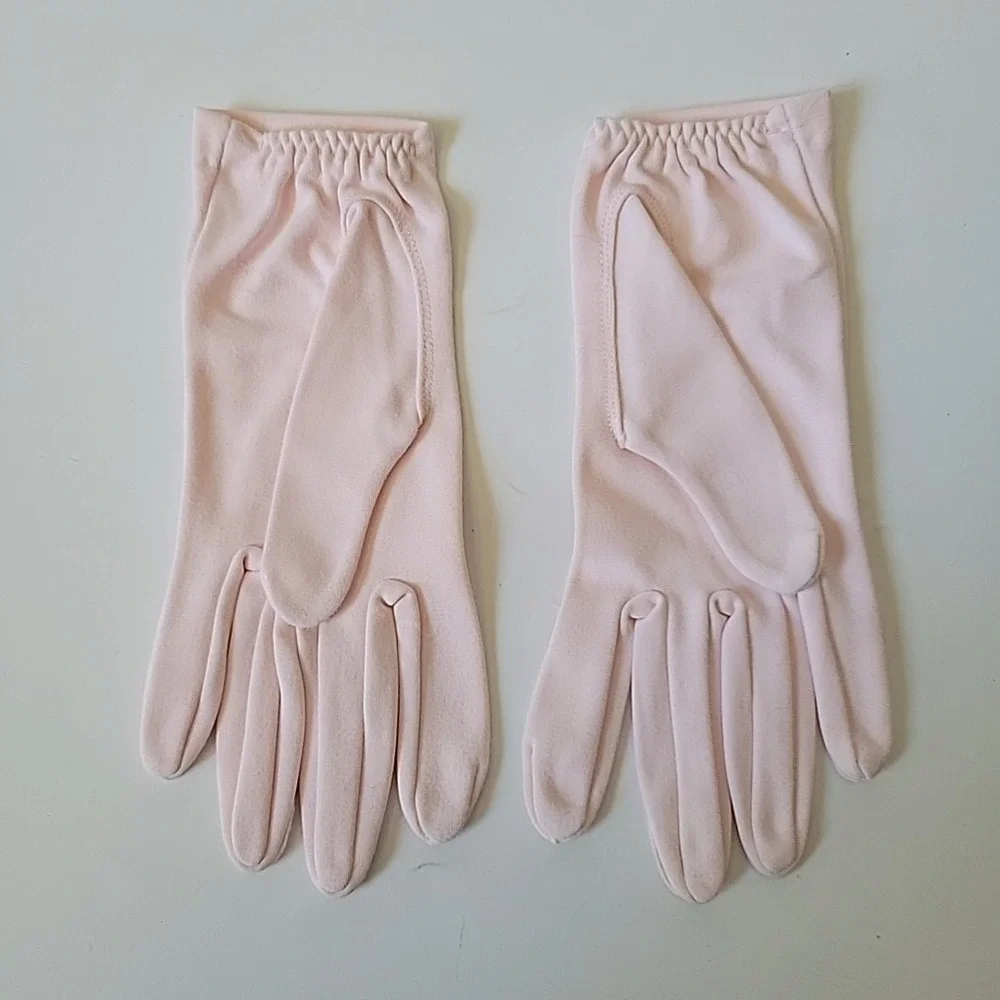 Wear Right Vintage Wristlet‎ Five Finger Gloves Pastel Pink Nylon Easter Party